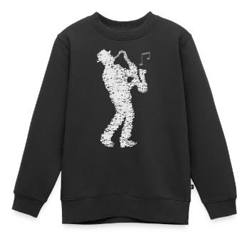 saxophone_player_made_of_notes_09201601 - Kinder Premium Organic Sweatshirt - Schwarz - Vorne - AI Model Kid Female (0cm)