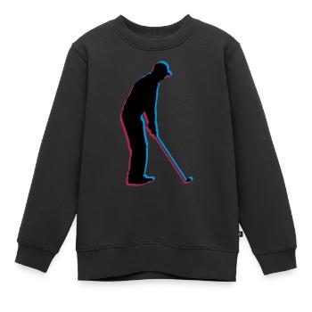 3D Silhouette Golf - Kinder Premium Organic Sweatshirt - Schwarz - Vorne - AI Model Kid Female (0cm)