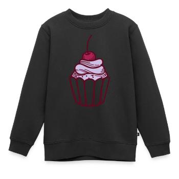 Tartelettes de candy Cupcake muffin sucre doux - Sweat Premium enfant bio - noir - Devant - AI Model Kid Female (0cm)