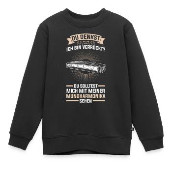 Harmonica Mundharmonika Akkord-mundharmonika - Kinder Premium Organic Sweatshirt - Schwarz - Vorne - AI Model Kid Female (0cm)