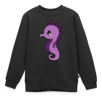 Hippocampe - Sweat Premium enfant bio - noir - Devant - AI Model Kid Female (0cm)