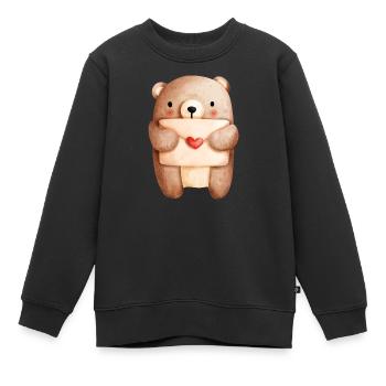 Verliebter Bär mit Liebesbrief – Liebe Design - Kinder Premium Organic Sweatshirt - Schwarz - Vorne - AI Model Kid Female (0cm)