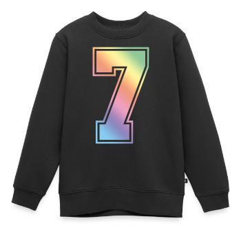 7 Zahl Bunt - Kinder Premium Organic Sweatshirt - Schwarz - Vorne - AI Model Kid Female (0cm)