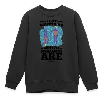 Natation Sauveteur Cours de natation Piscine extérieure Cadeau - Sweat Premium enfant bio - noir - Devant - AI Model Kid Female (0cm)