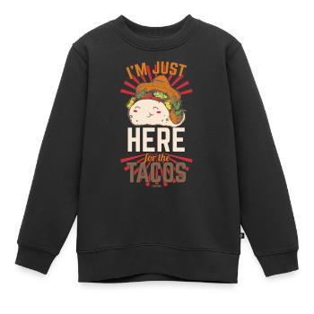 Je suis juste ici pour les tacos - Sweat Premium enfant bio - noir - Devant - AI Model Kid Female (0cm)