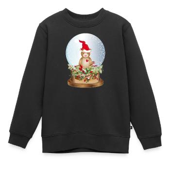 schöne nostalgische Schneekugel mit Teddybär - Kinder Premium Organic Sweatshirt - Schwarz - Vorne - AI Model Kid Female (0cm)