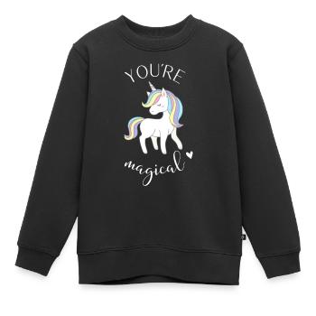 You are magical – cute rainbow unicorn - Kids Premium Organic Sweatshirt - black - Front - AI Model Kid Female (0cm)