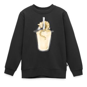 Milkshake avec dragon - Sweat Premium enfant bio - noir - Devant - AI Model Kid Female (0cm)