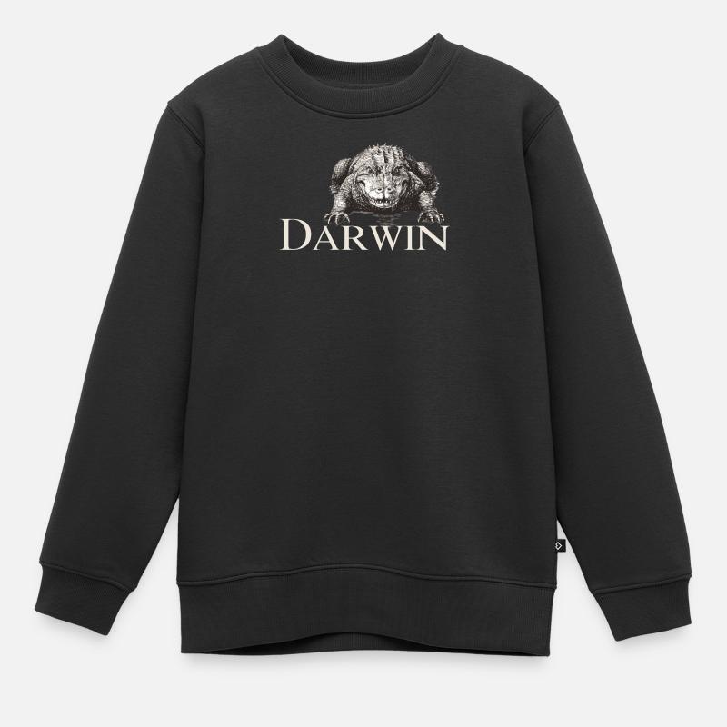 Darwin Aligator - Kinder Premium Organic Sweatshirt - Schwarz