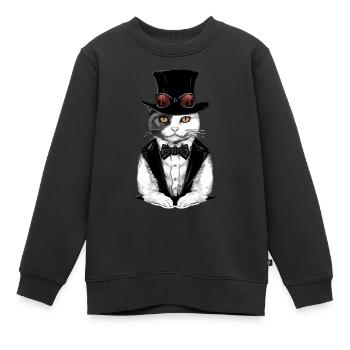 Hecty, die schicke Katze - Kinder Premium Organic Sweatshirt - Schwarz - Vorne - AI Model Kid Female (0cm)