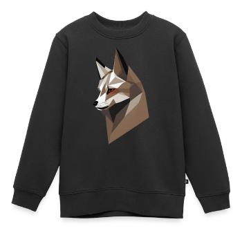 Geometrischer Fuchskopf - Kinder Premium Organic Sweatshirt - Schwarz - Vorne - AI Model Kid Female (0cm)