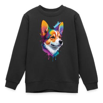 Hund Welsh Corgi Pembroke Hunde Design Rassehund - Kinder Premium Organic Sweatshirt - Schwarz - Vorne - AI Model Kid Female (0cm)
