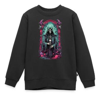 Grim Reaper Skelett Magier Gothic Kunstwerk - Kinder Premium Organic Sweatshirt - Schwarz - Vorne - AI Model Kid Female (0cm)