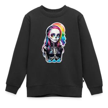Halloween - Rock & Regenbogen - Kinder Premium Organic Sweatshirt - Schwarz - Vorne - AI Model Kid Female (0cm)