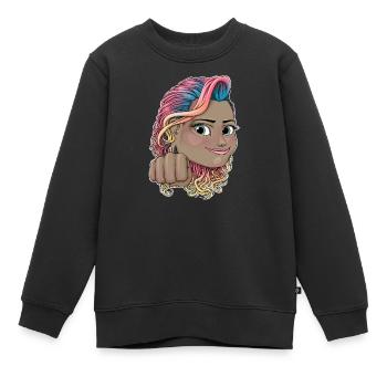 Lebendiges Regenbogenhaar Reva Empowerment Illustration - Kinder Premium Organic Sweatshirt - Schwarz - Vorne - AI Model Kid Female (0cm)