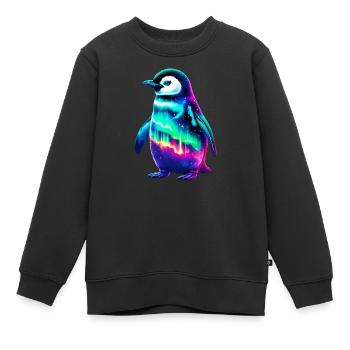 Aurora Borealis Pinguin - Kinder Premium Organic Sweatshirt - Schwarz - Vorne - AI Model Kid Female (0cm)