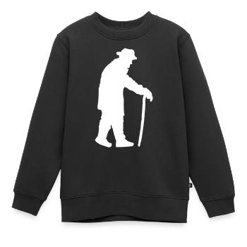 Pensioner Grandpa Grandpa Old Man With Walking Stick Hat - Kids Premium Organic Sweatshirt - black - Front - AI Model Kid Female (0cm)
