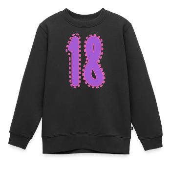 18. 18 ANS. 18e ANNIVERSAIRE. ANNIVERSAIRE 18 ANS. - Sweat Premium enfant bio - noir - Devant - AI Model Kid Female (0cm)