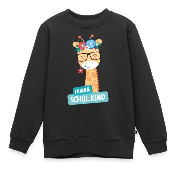 Écolier Girafe - Sweat Premium enfant bio - noir - Devant - AI Model Kid Female (0cm)