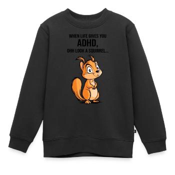 ADHS Eichhörnchen - Kinder Premium Organic Sweatshirt - Schwarz - Vorne - AI Model Kid Female (0cm)