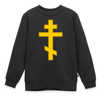 Croix orthodoxe - Sweat Premium enfant bio - noir - Devant - AI Model Kid Female (0cm)