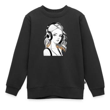 Musik Frau Mädchen Kopfhoerer Rave Geschenkidee - Kinder Premium Organic Sweatshirt - Schwarz - Vorne - AI Model Kid Female (0cm)
