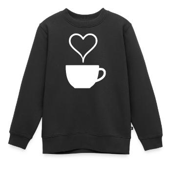 Kaffee Herz Kaffeetasse Espresso Tasse Geschenk  - Kinder Premium Organic Sweatshirt - Schwarz - Vorne - AI Model Kid Female (0cm)