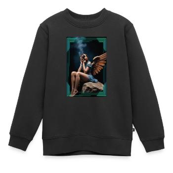 Headphone-Angel - Kinder Premium Organic Sweatshirt - Schwarz - Vorne - AI Model Kid Female (0cm)