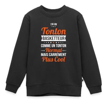 J'ai un tonton basketteur plus cool - Sweat Premium enfant bio - noir - Devant - AI Model Kid Female (0cm)