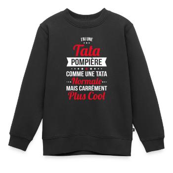 J'ai une tata pompière plus cool - Sweat Premium enfant bio - noir - Devant - AI Model Kid Female (0cm)