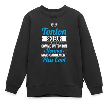 J'ai un tonton skieur plus cool - Sweat Premium enfant bio - noir - Devant - AI Model Kid Female (0cm)