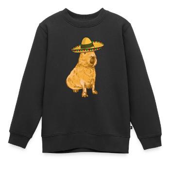 Capybara mexicain - Sweat Premium enfant bio - noir - Devant - AI Model Kid Female (0cm)
