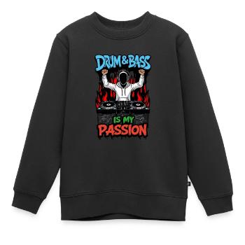 Drum & Bass ist meine Leidenschaft - Kinder Premium Organic Sweatshirt - Schwarz - Vorne - AI Model Kid Female (0cm)