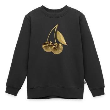 kirsche,cherrie,graffiti,gold,malerei,pop-art - Kinder Premium Organic Sweatshirt - Schwarz - Vorne - AI Model Kid Female (0cm)