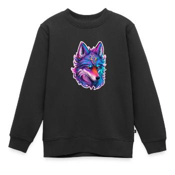 cute wolf head 2 - Kinder Premium Organic Sweatshirt - Schwarz - Vorne - AI Model Kid Female (0cm)