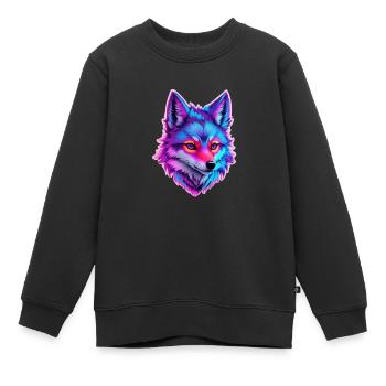 cute wolf head 5 - Kinder Premium Organic Sweatshirt - Schwarz - Vorne - AI Model Kid Female (0cm)