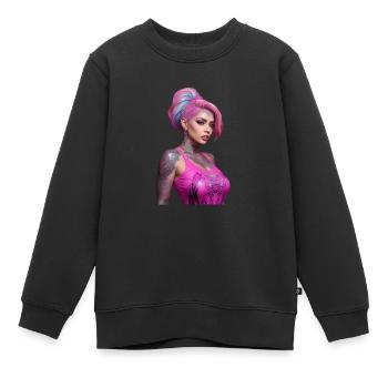 Anime - Sweat Premium enfant bio - noir - Devant - AI Model Kid Female (0cm)