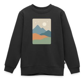 Minimalistische Berglandschaft – Gelassenheit - Kinder Premium Organic Sweatshirt - Schwarz - Vorne - AI Model Kid Female (0cm)