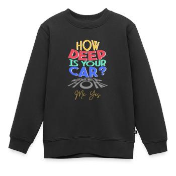 Quelle est la profondeur de votre voiture? - Sweat Premium enfant bio - noir - Devant - AI Model Kid Female (0cm)