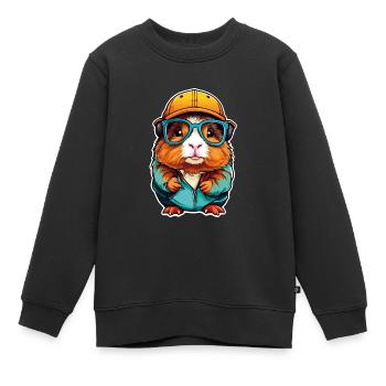 Süßes Meerschweinchen mit Brille - Kinder Premium Organic Sweatshirt - Schwarz - Vorne - AI Model Kid Female (0cm)