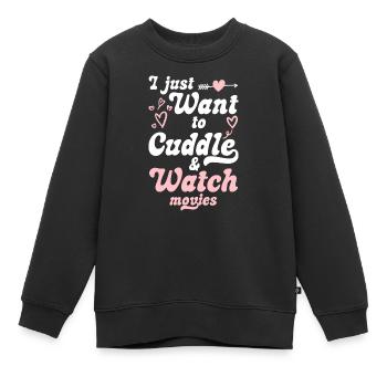 Schmusen Teddybär Beziehung Romantisch - Kinder Premium Organic Sweatshirt - Schwarz - Vorne - AI Model Kid Female (0cm)