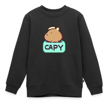 Hat Capybara - Sweat Premium enfant bio - noir - Devant - AI Model Kid Female (0cm)