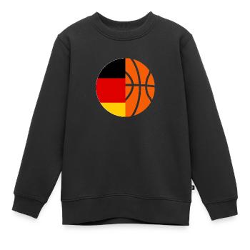 Basketballspieler Deutsche Flagge Basketball - Kinder Premium Organic Sweatshirt - Schwarz - Vorne - AI Model Kid Female (0cm)