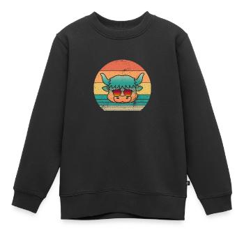 Bovins de buffle Bœufs - Sweat Premium enfant bio - noir - Devant - AI Model Kid Female (0cm)