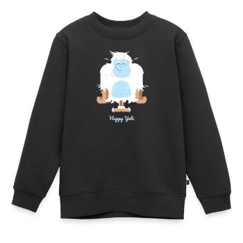 Glückliche Yeti Illustration - Kinder Premium Organic Sweatshirt - Schwarz - Vorne - AI Model Kid Female (0cm)