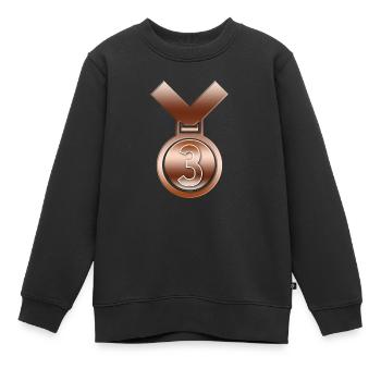 3. Platz Bronzemedaille - Kinder Premium Organic Sweatshirt - Schwarz - Vorne - AI Model Kid Female (0cm)