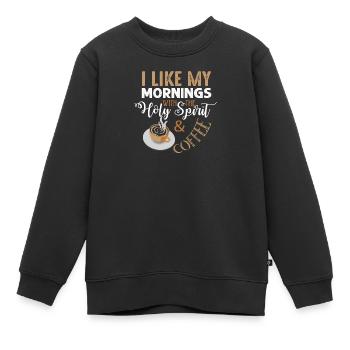 Kaffee am Morgen Heiliger Geist Frieden Ruhe - Kinder Premium Organic Sweatshirt - Schwarz - Vorne - AI Model Kid Female (0cm)