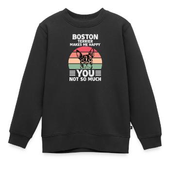Boston Terrier, Boston Terrier Tierfreunde, Boston - Kinder Premium Organic Sweatshirt - Schwarz - Vorne - AI Model Kid Female (0cm)