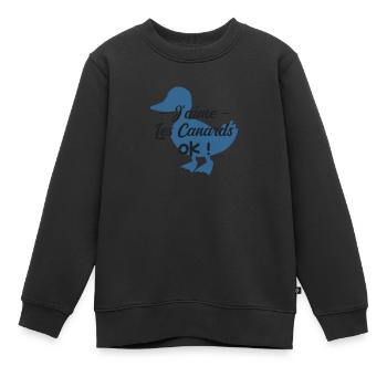 J'aime les canards Ok - Sweat Premium enfant bio - noir - Devant - AI Model Kid Female (0cm)