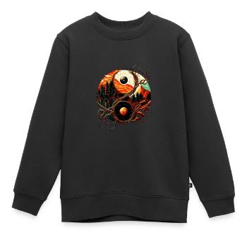 Yin Yang - Sweat Premium enfant bio - noir - Devant - AI Model Kid Female (0cm)